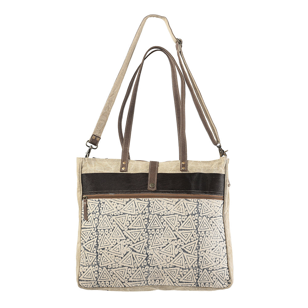 OHLAY Upcycled Wool Canvas Genuine Leather Tote