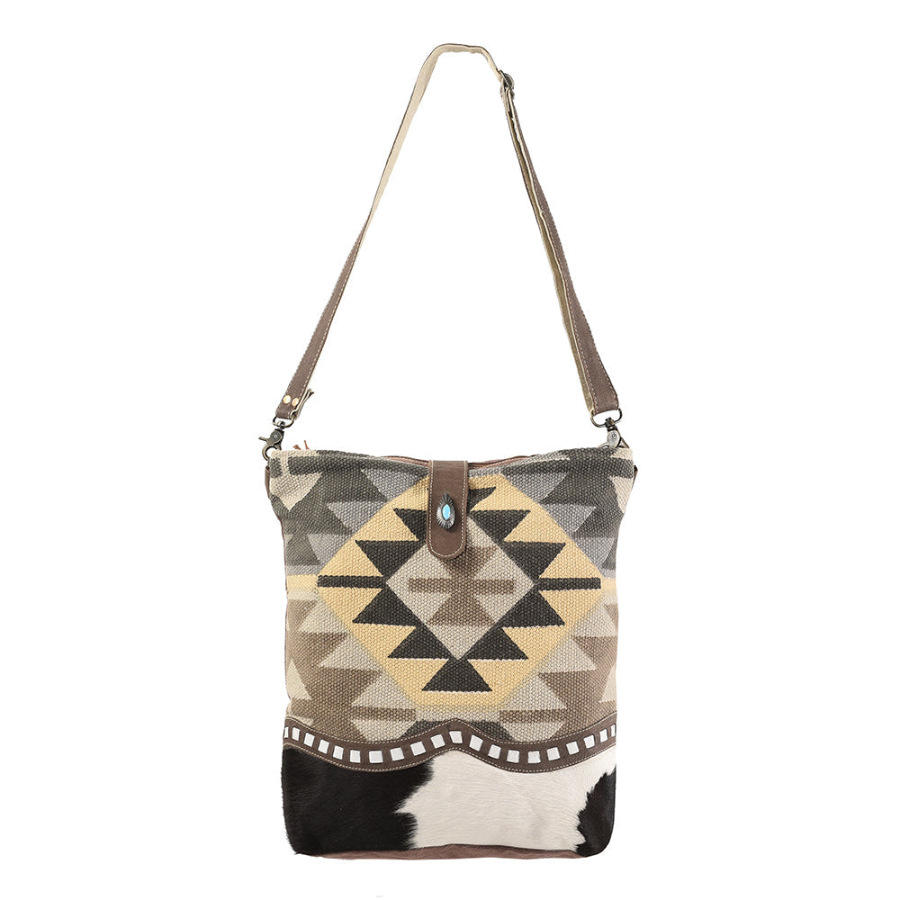 Ohlay Crossbody Upcycled Canvas Hair-On Genuine Leather