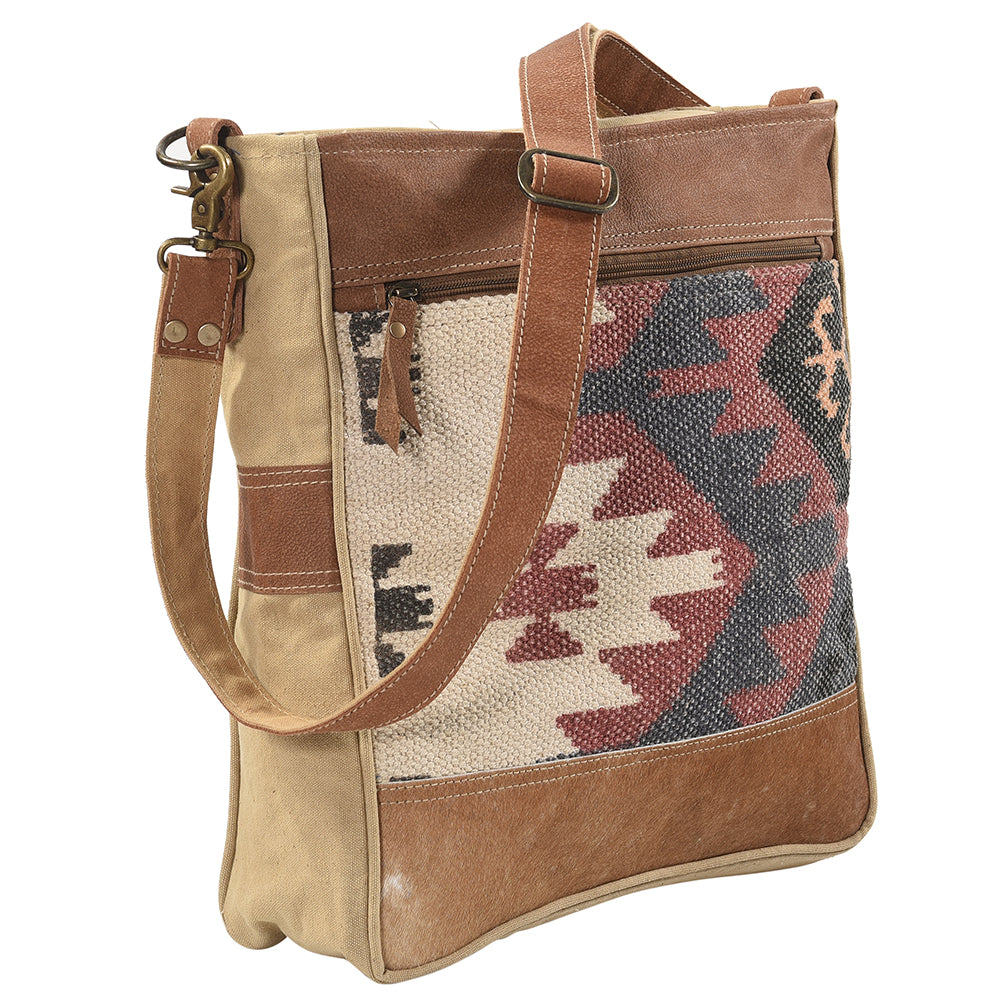 OHLAY Upcycled Wool Canvas Genuine Leather Messenger Bag