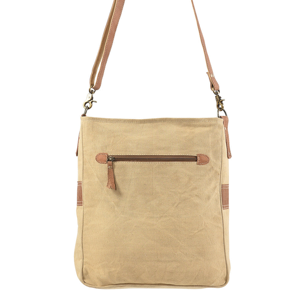OHLAY Upcycled Wool Canvas Genuine Leather Messenger Bag
