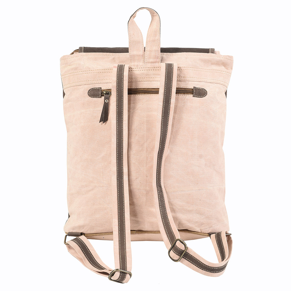 Ohlay Backpack Upcycled Canvas Genuine Leather