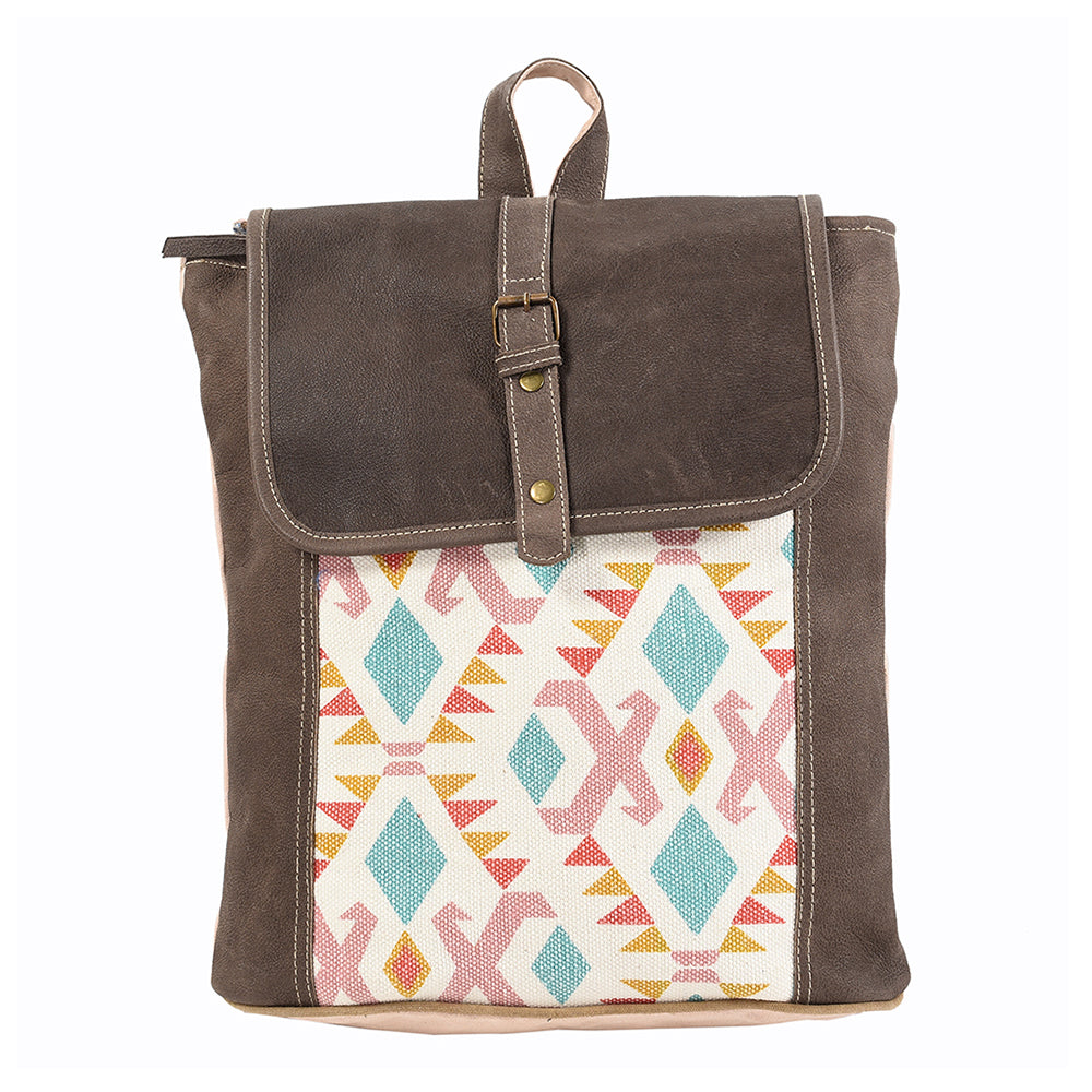 Ohlay Backpack Upcycled Canvas Genuine Leather