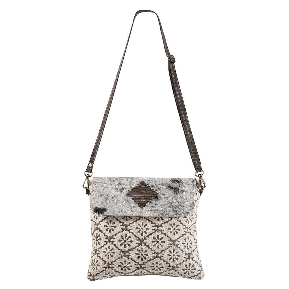 OHLAY Upcycled Canvas Hair-On Genuine Leather Crossbody Bag
