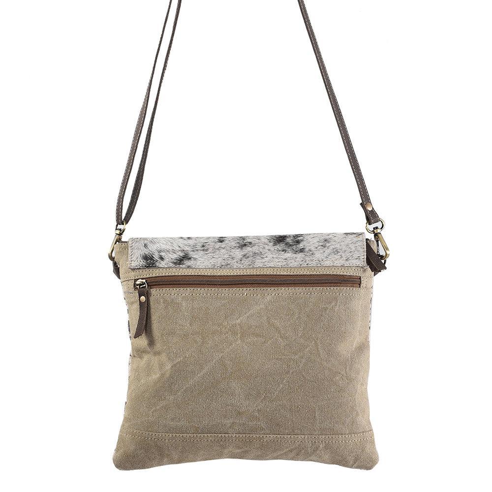 OHLAY Upcycled Canvas Hair-On Genuine Leather Crossbody Bag