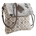 OHLAY Upcycled Canvas Hair-On Genuine Leather Crossbody Bag