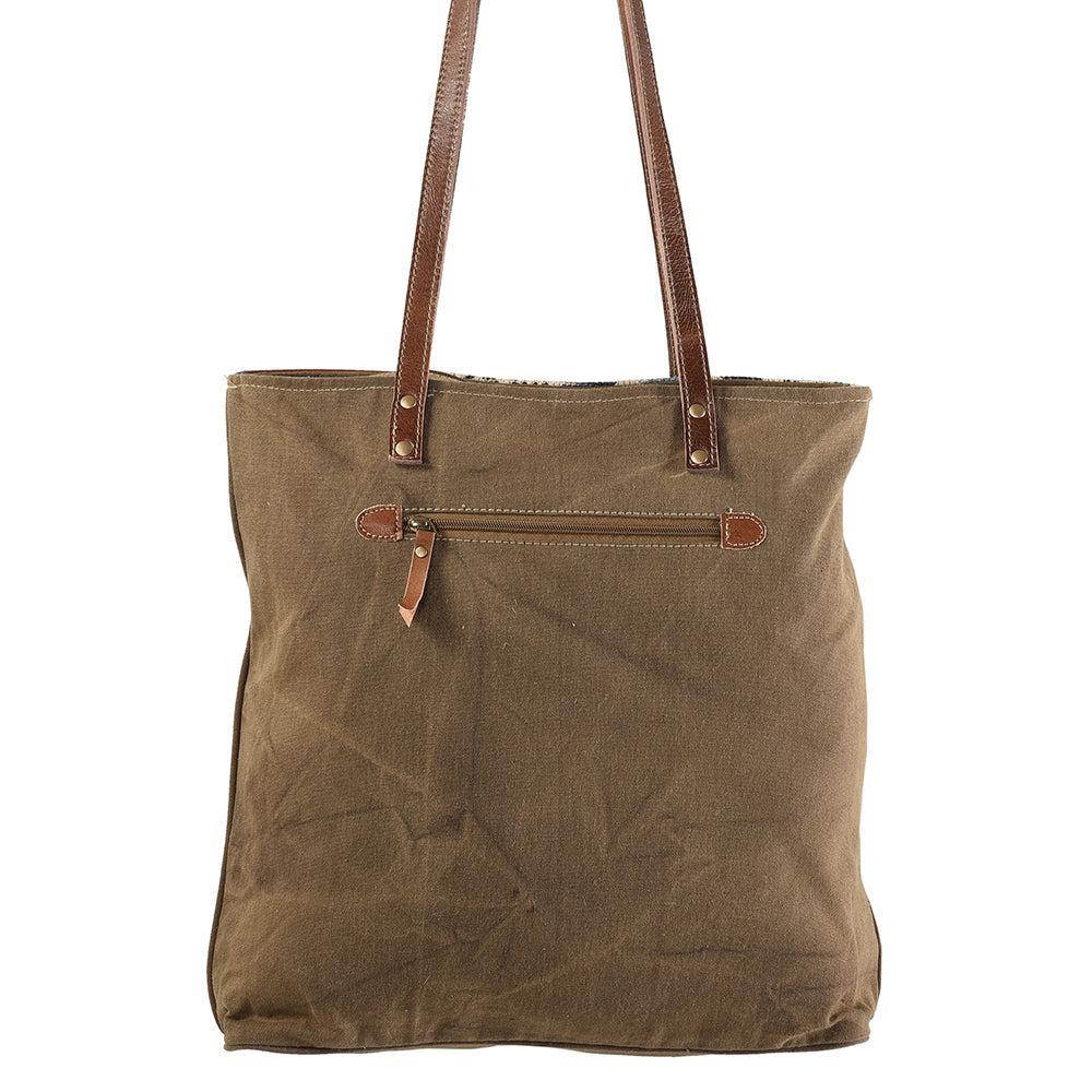 OHLAY Upcycled Wool Canvas Genuine Leather Tote