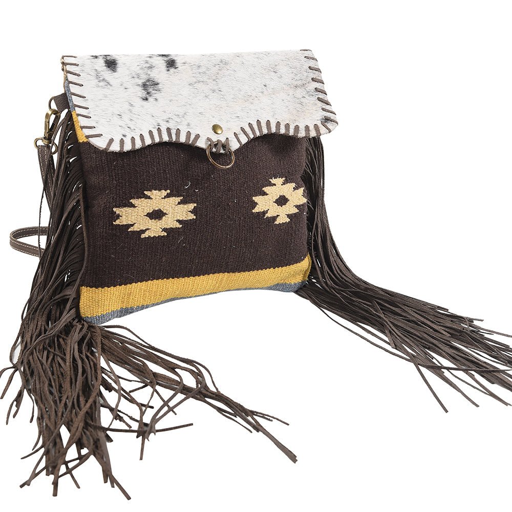 OHLAY Cross Body Upcycled Wool Canvas Embossed Hair-On Genuine Leather Women Bag Western Handbag Purse Womens Handbags