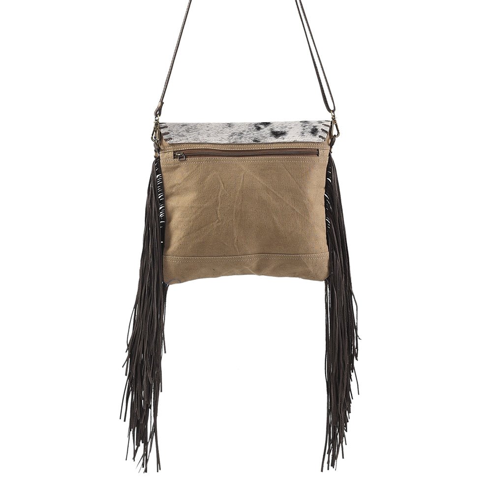 OHLAY Cross Body Upcycled Wool Canvas Embossed Hair-On Genuine Leather Women Bag Western Handbag Purse Womens Handbags