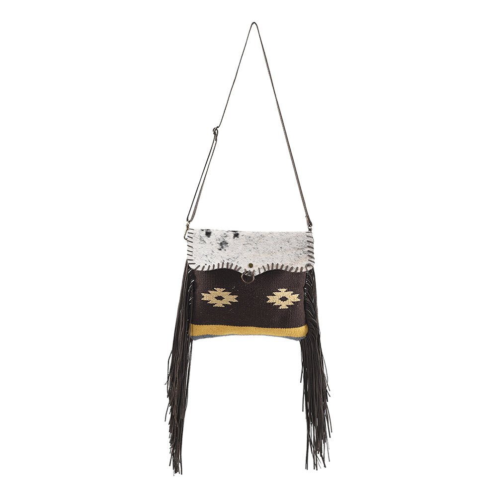OHLAY Cross Body Upcycled Wool Canvas Embossed Hair-On Genuine Leather Women Bag Western Handbag Purse Womens Handbags