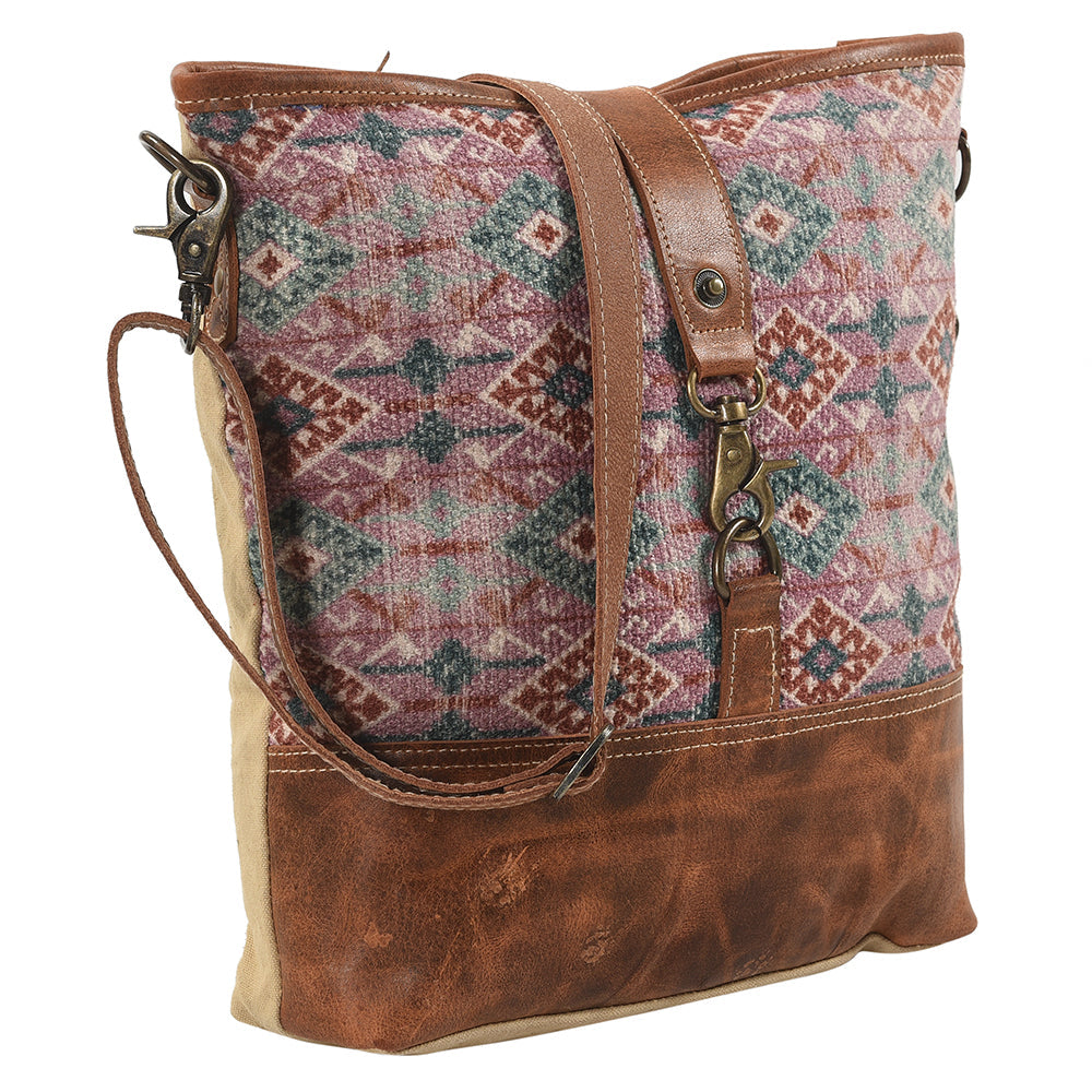 OHLAY Upcycled Wool Canvas Genuine Leather Messenger Bag