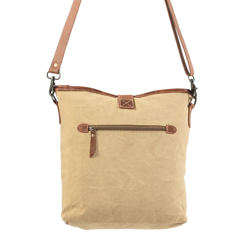 OHLAY Upcycled Wool Canvas Genuine Leather Messenger Bag