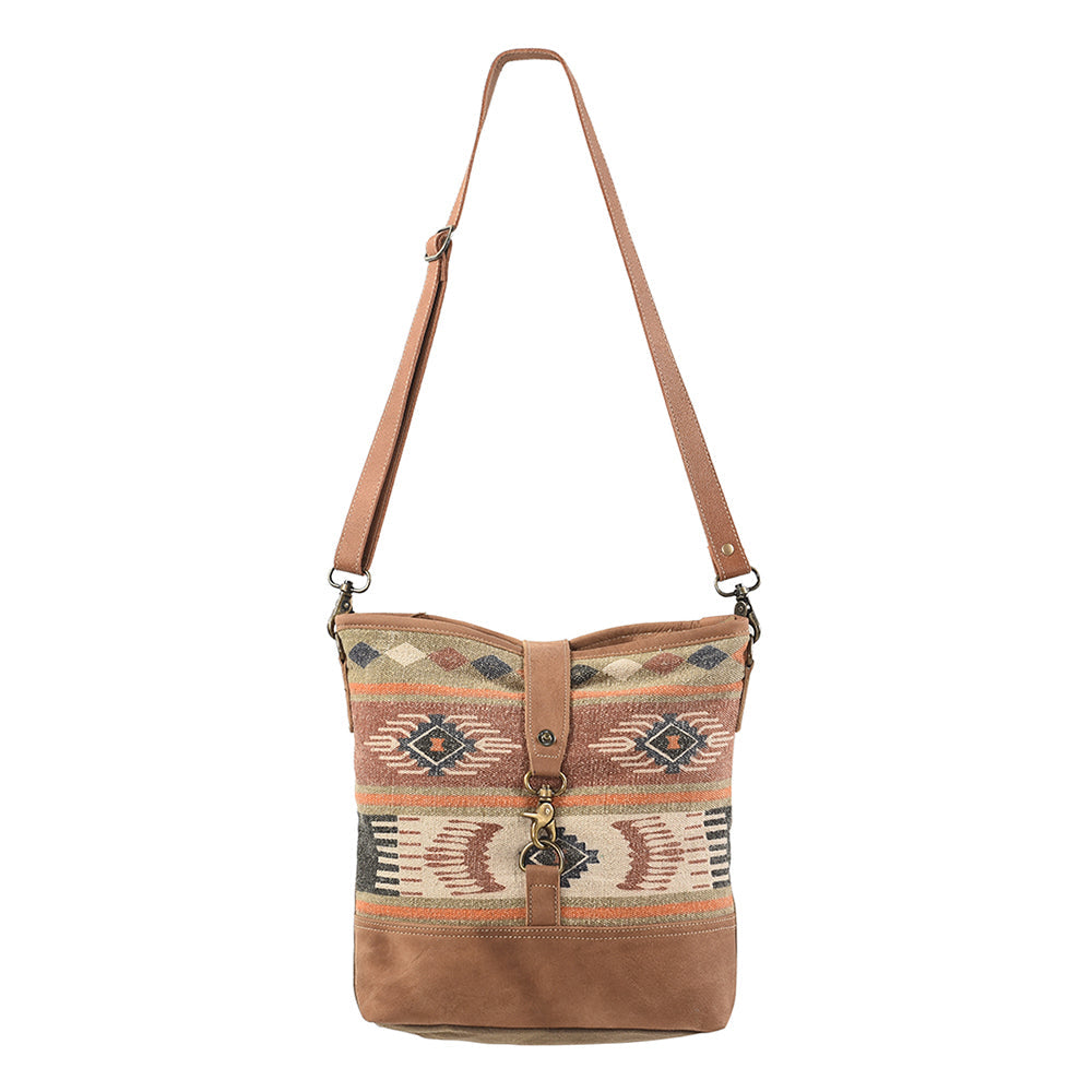 Ohlay Large Crossbody Upcycled Wool Canvas Genuine Leather