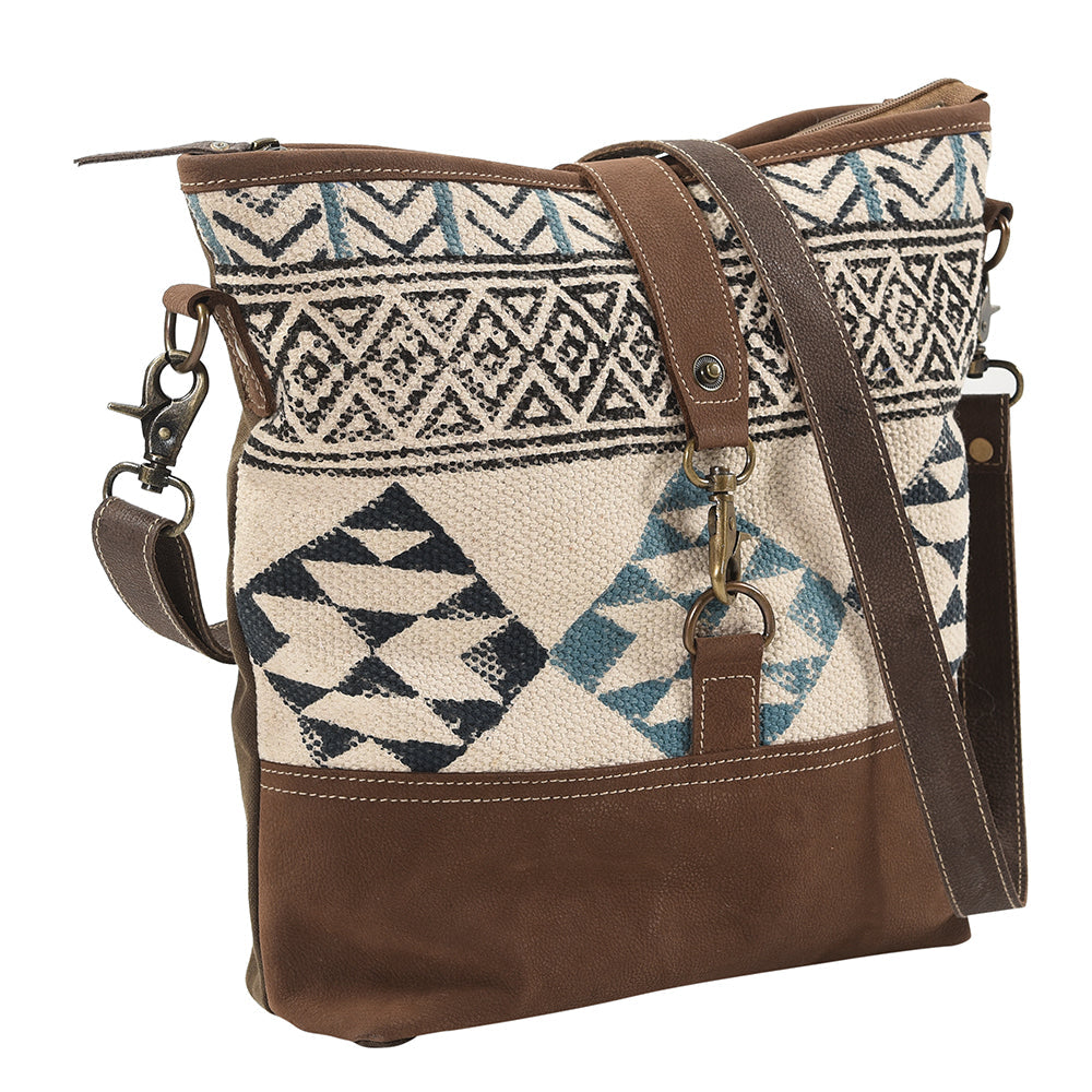 OHLAY Upcycled Wool Canvas Genuine Leather Messenger Bag