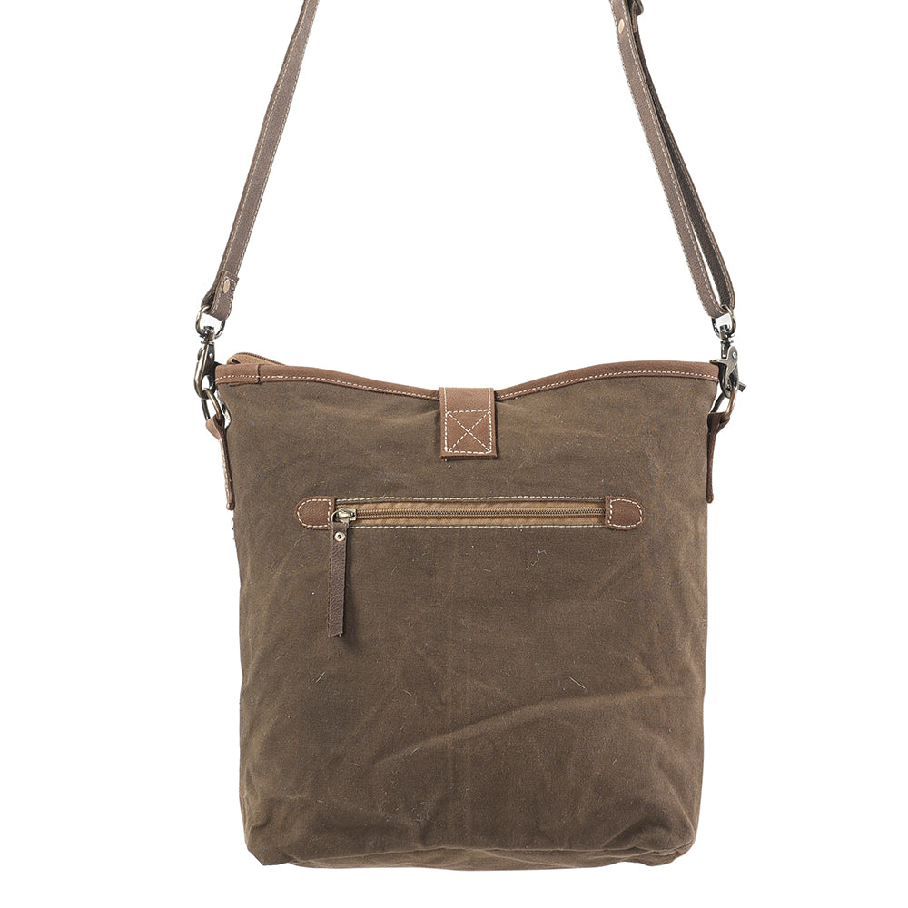 OHLAY Upcycled Wool Canvas Genuine Leather Messenger Bag