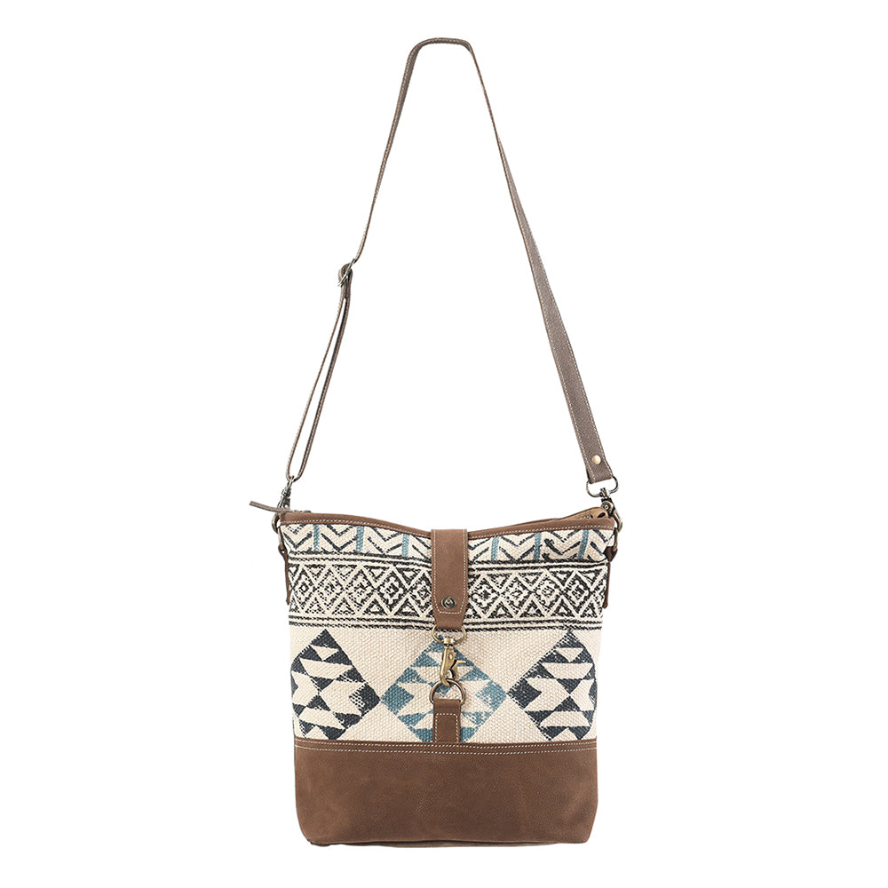 OHLAY Upcycled Wool Canvas Genuine Leather Messenger Bag