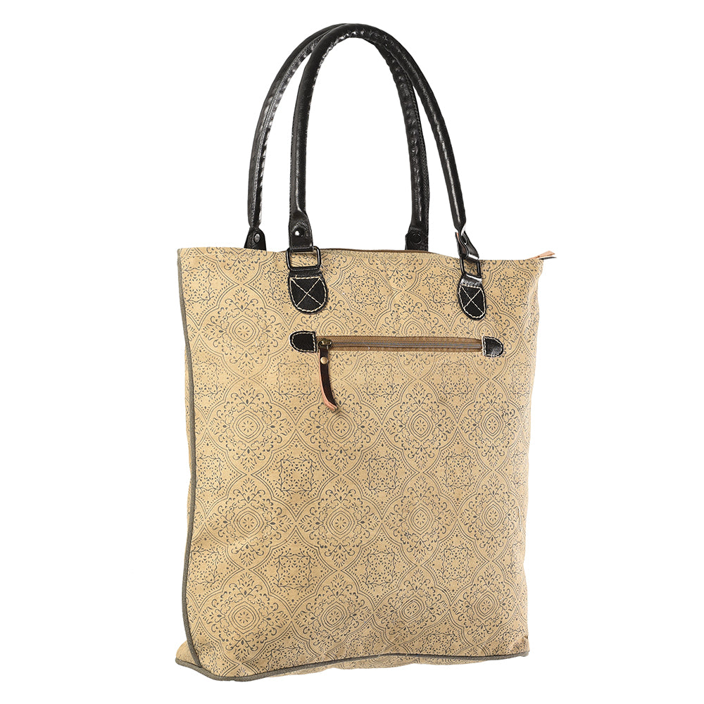OHLAY Upcycled Canvas Genuine Leather Tote