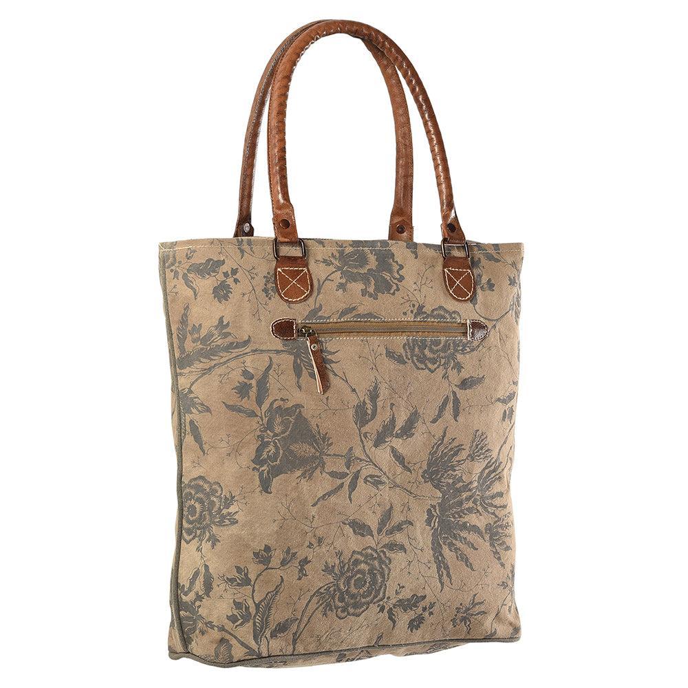 OHLAY Upcycled Canvas Genuine Leather Tote
