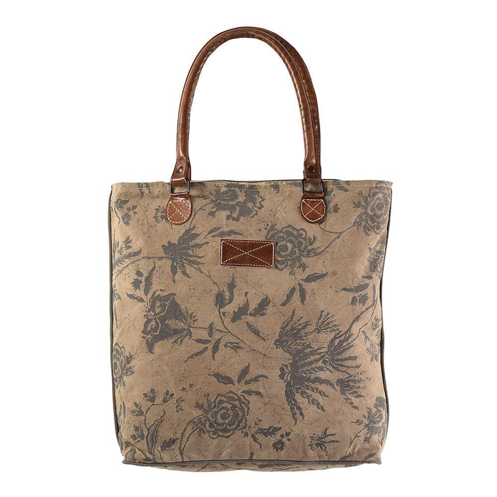OHLAY Upcycled Canvas Genuine Leather Tote