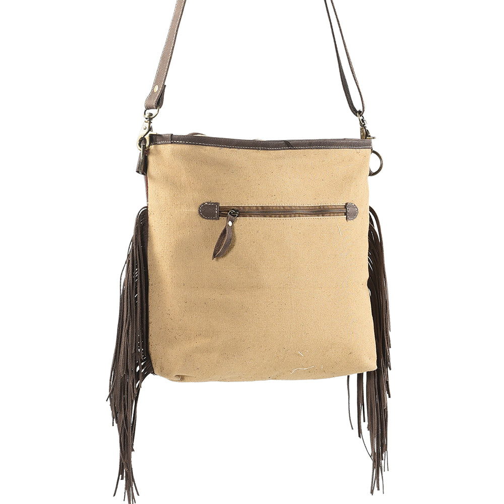 Ohlay Crossbody Upcycled Wool Upcycled Canvas Embossed Genuine Leather