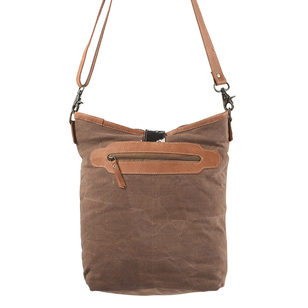 Ohlay Messenger Upcycled Canvas Hair-on Genuine Leather