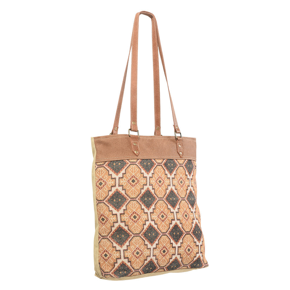 Ohlay Tote Upcycled Wool Upcycled Canvas Genuine Leather