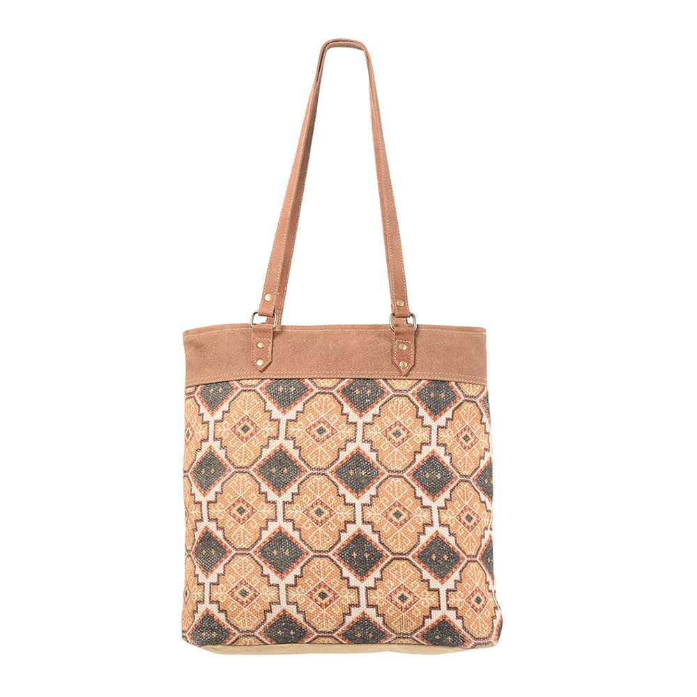 Ohlay Tote Upcycled Wool Upcycled Canvas Genuine Leather