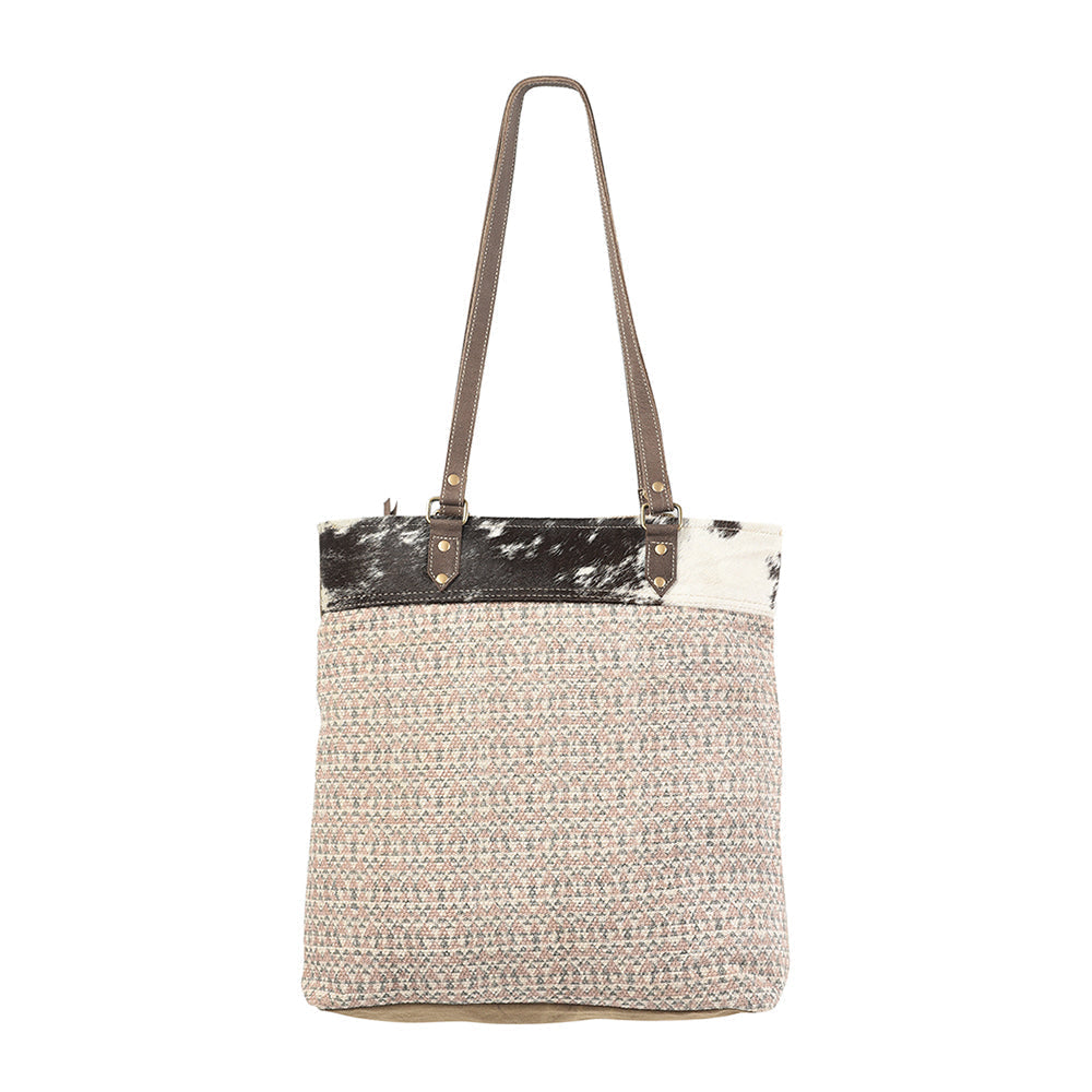 OHLAY Upcycled Wool Canvas Hair-On Genuine Leather Tote