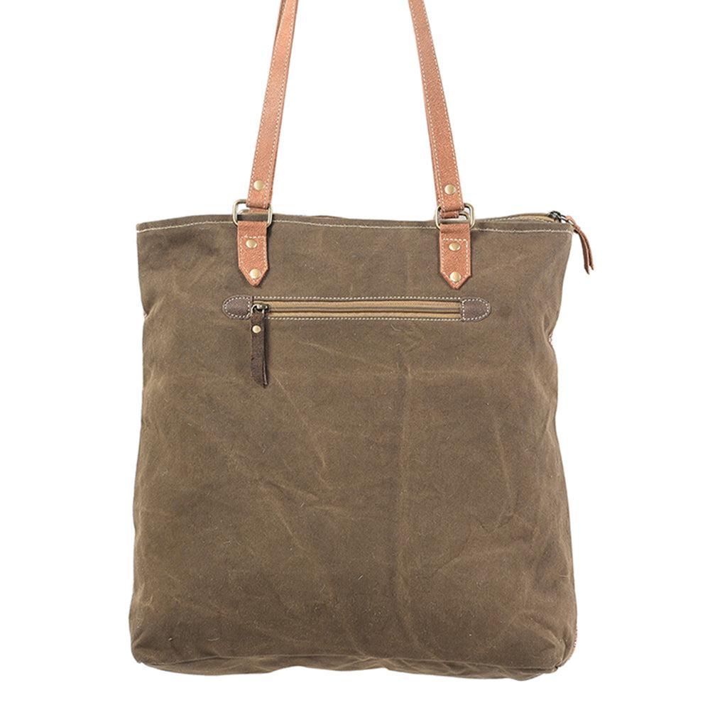 OHLAY Upcycled Wool Canvas Hair-On Genuine Leather Tote