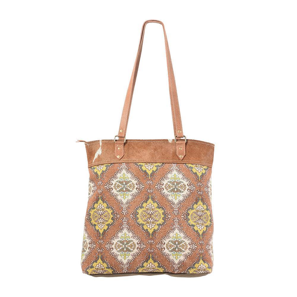 OHLAY Upcycled Wool Canvas Hair-On Genuine Leather Tote