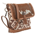 OHLAY Upcycled Wool Canvas Hair-On Genuine Leather Messenger Bag