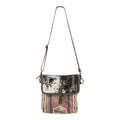 OHLAY Upcycled Wool Canvas Hair-On Genuine Leather Messenger Bag