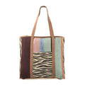 OHLAY Upcycled Wool Canvas Hair-On Genuine Leather Tote