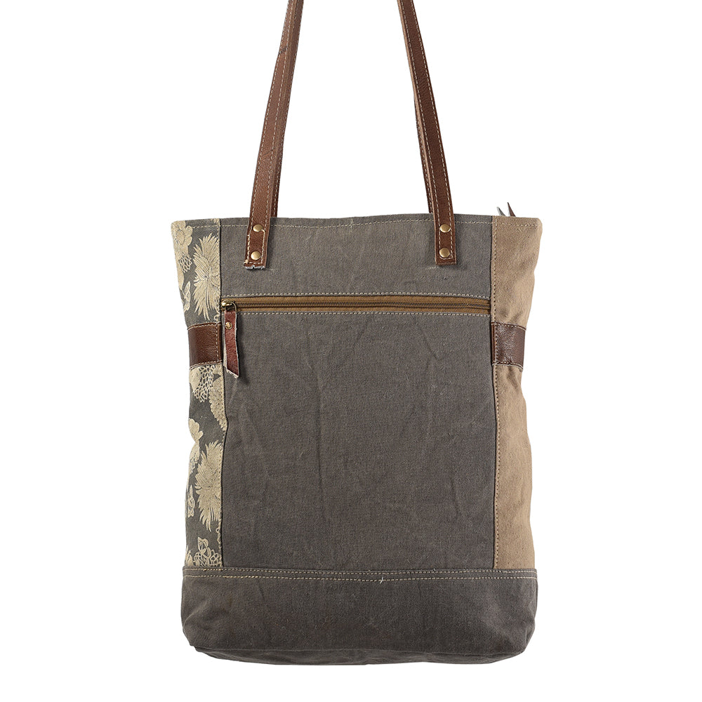 OHLAY Upcycled Canvas Genuine Leather Tote