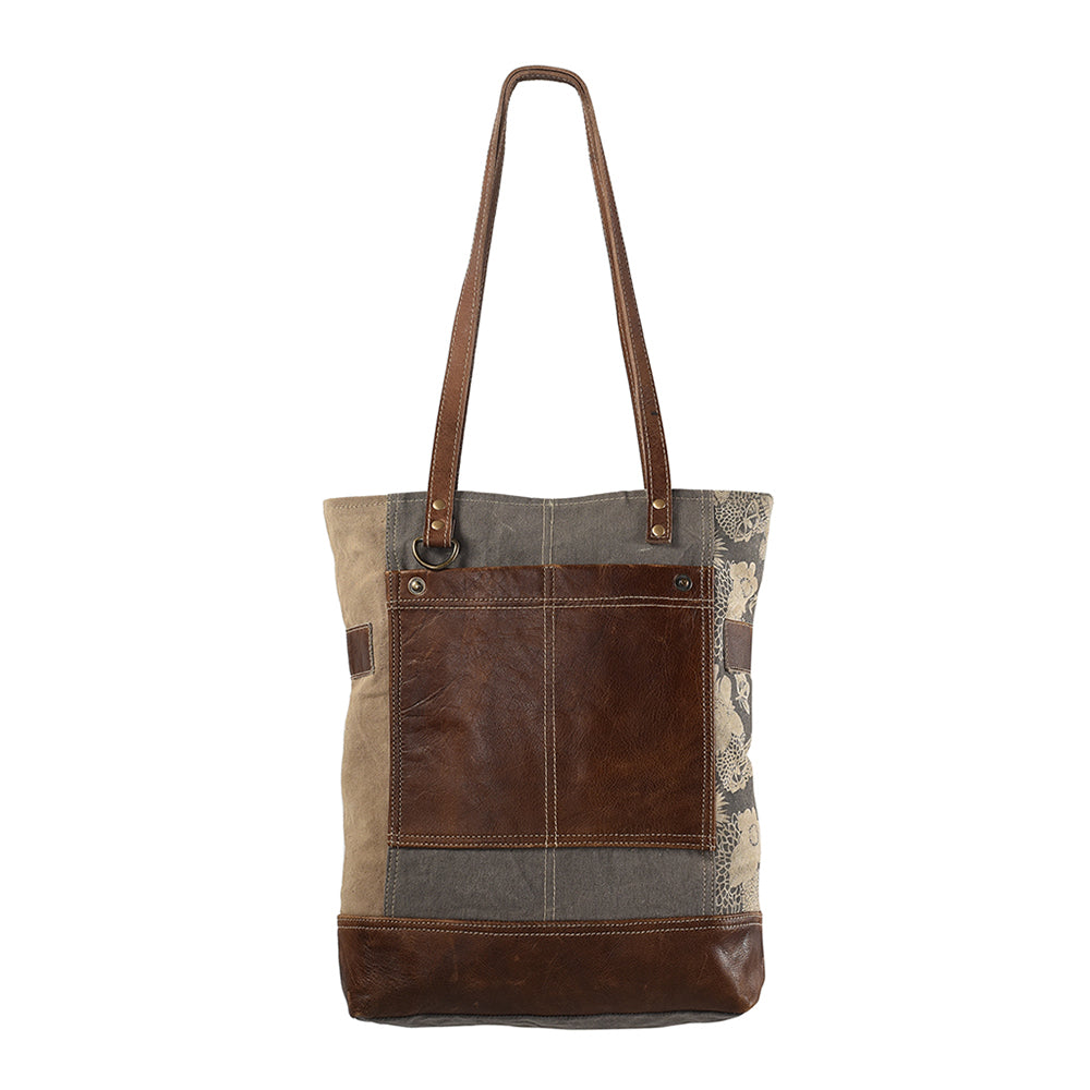 OHLAY Upcycled Canvas Genuine Leather Tote