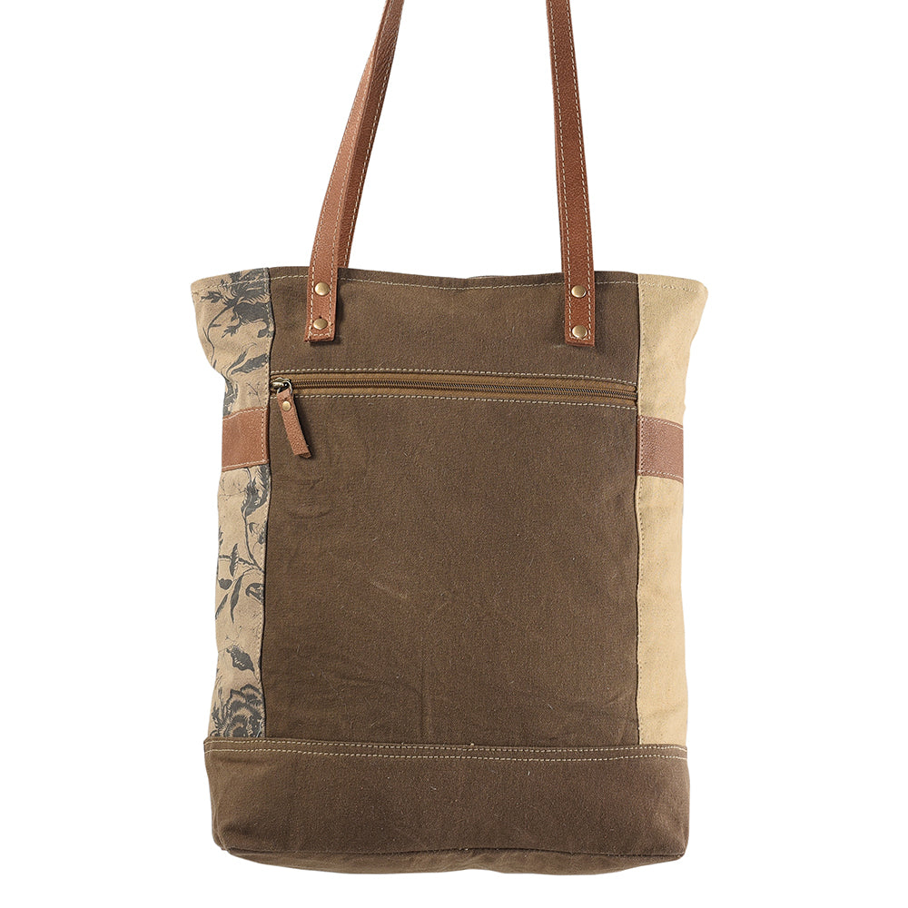 OHLAY Upcycled Canvas Genuine Leather Tote