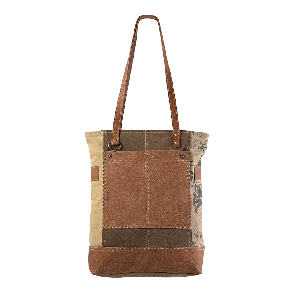 OHLAY Upcycled Canvas Genuine Leather Tote
