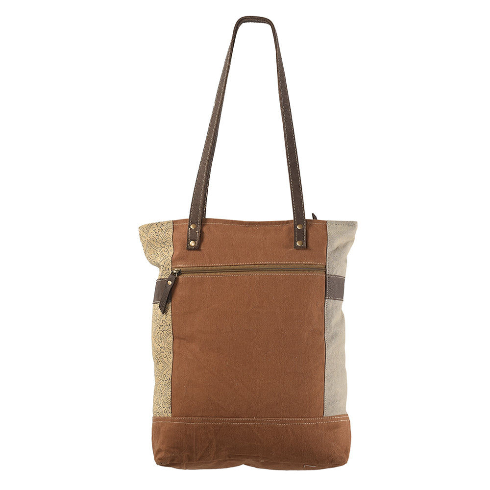 OHLAY Upcycled Canvas Genuine Leather Tote