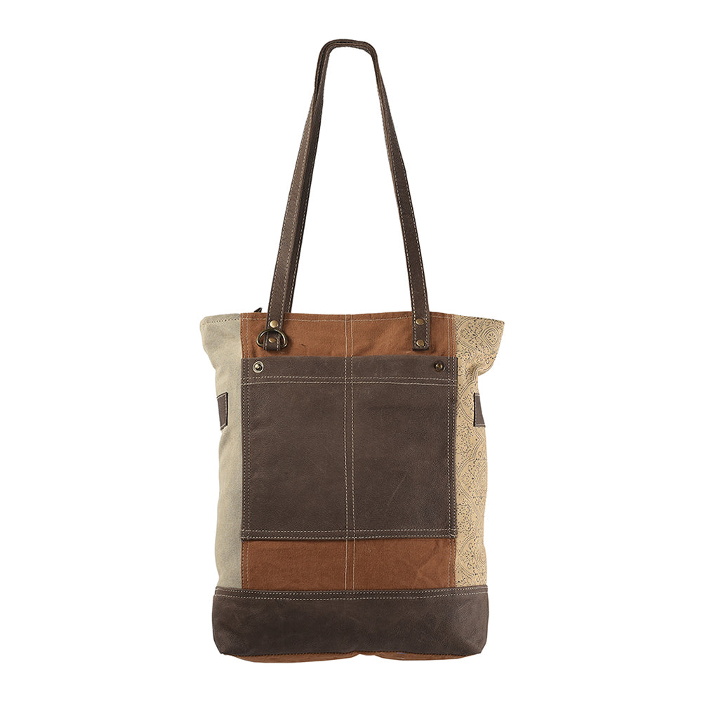 OHLAY Upcycled Canvas Genuine Leather Tote