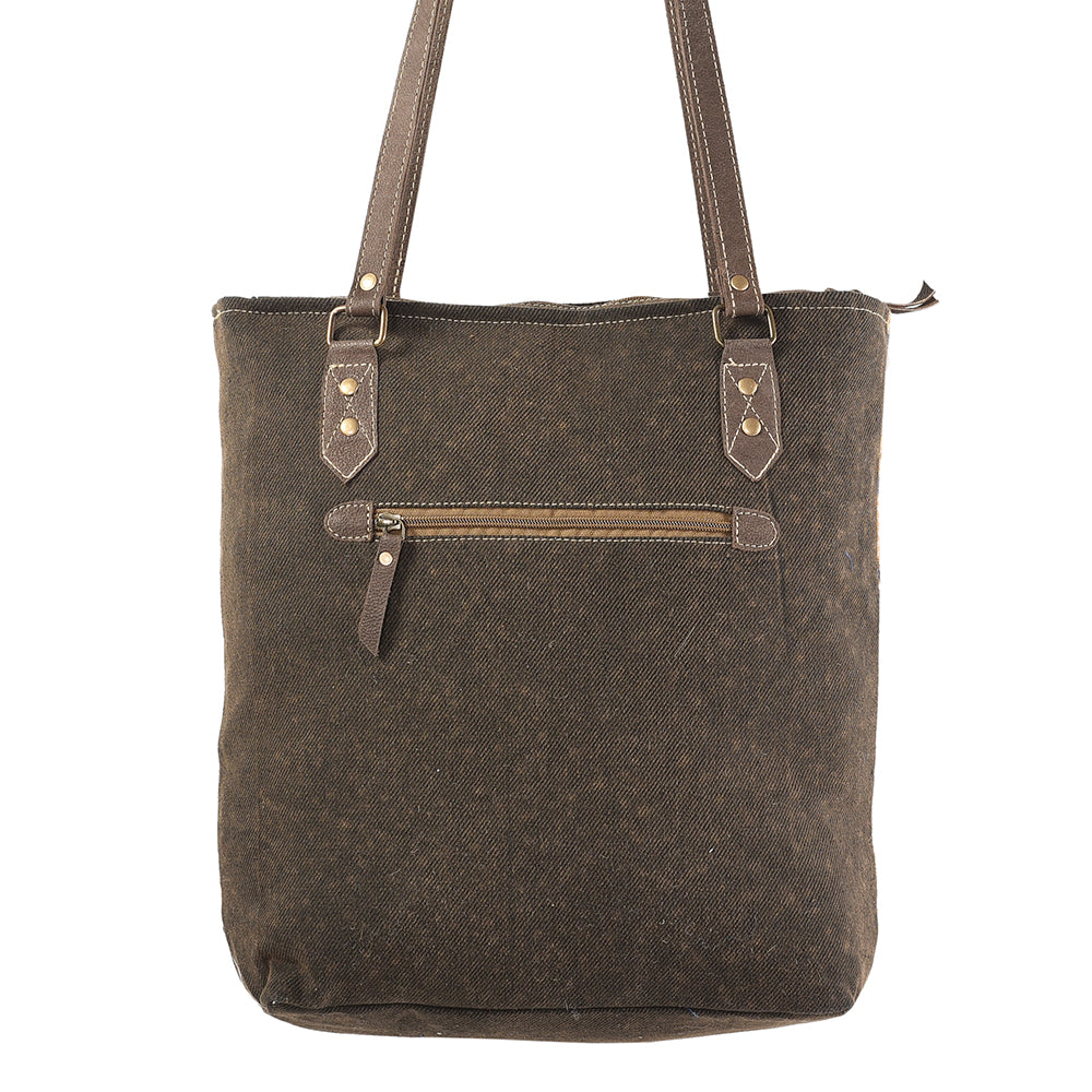 OHLAY Upcycled Canvas Genuine Leather Tote