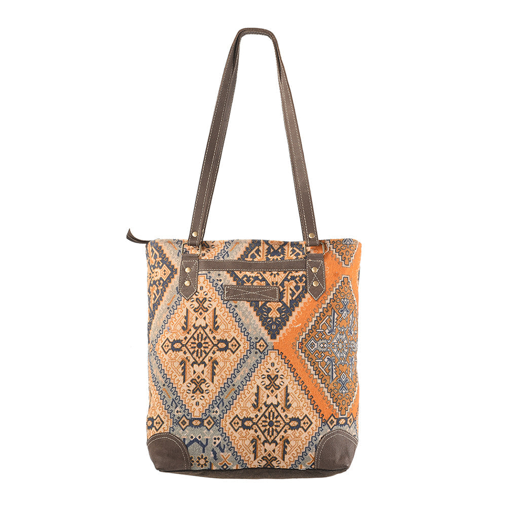 OHLAY Upcycled Canvas Genuine Leather Tote