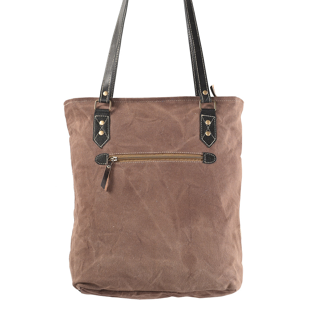 Ohlay Tote Upcycled Canvas Genuine Leather