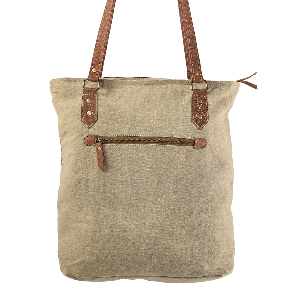 OHLAY Upcycled Wool Canvas Genuine Leather Tote