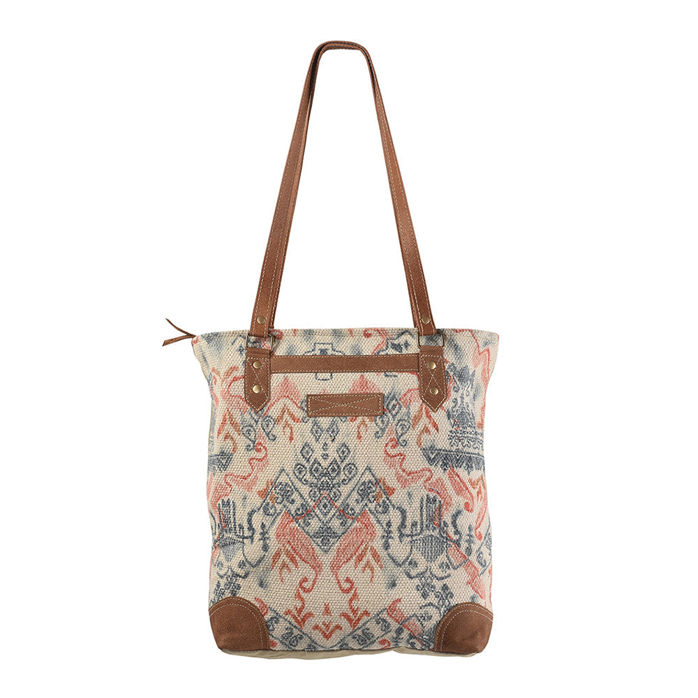 OHLAY Upcycled Wool Canvas Genuine Leather Tote