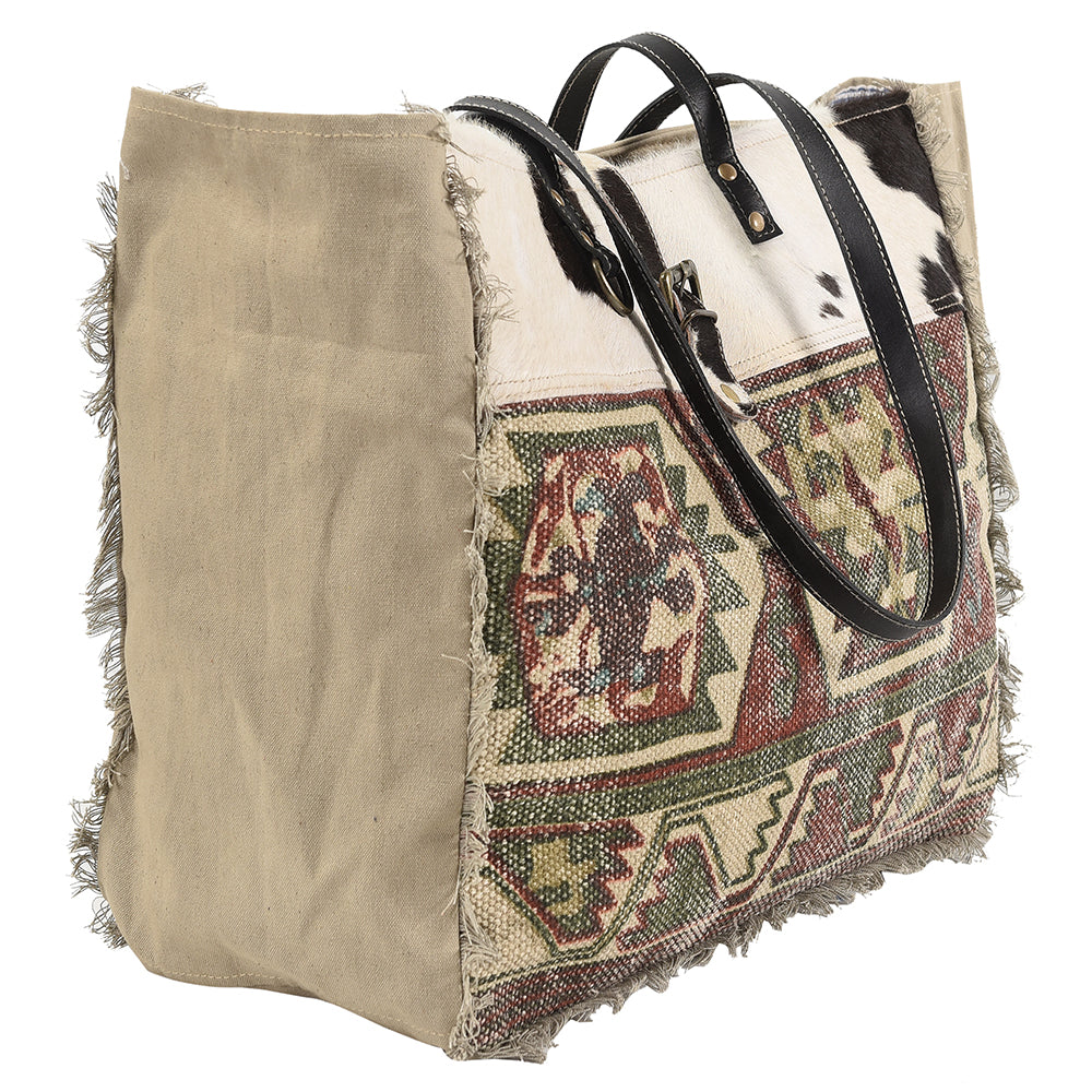 Ohlay Tote Upcycled Wool Upcycled Canvas Hair-on Genuine Leather