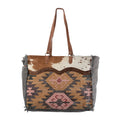 Ohlay Tote Upcycled Wool Canvas Embossed Hair-on Genuine Leather