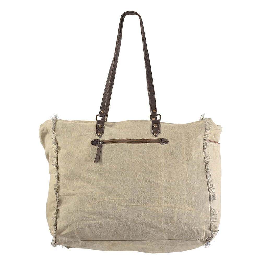 Ohlay Tote Upcycled Wool Upcycled Canvas Embossed Hair-on Genuine Leather