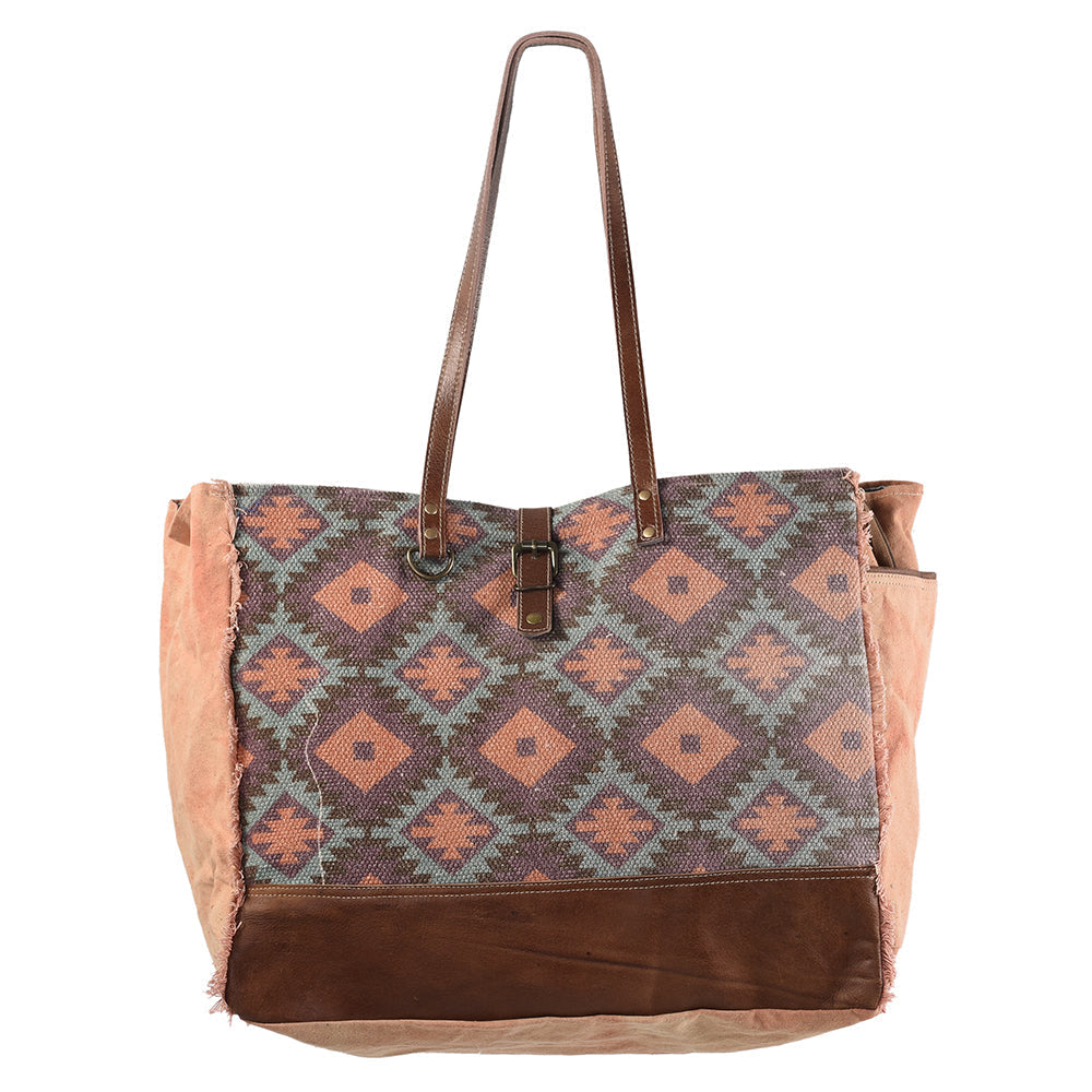 Ohlay Tote Upcycled Wool Upcycled Canvas Genuine Leather