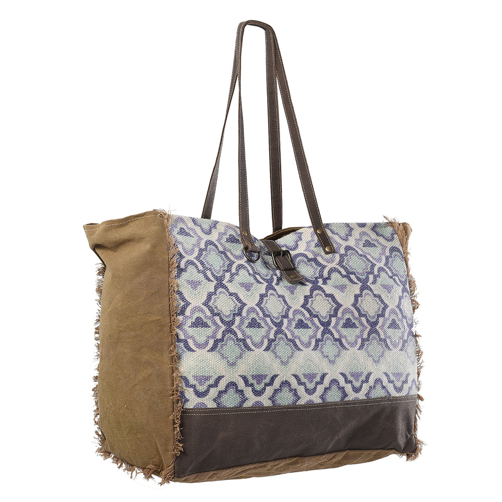 Ohlay Tote Upcycled Wool Upcycled Canvas Genuine Leather