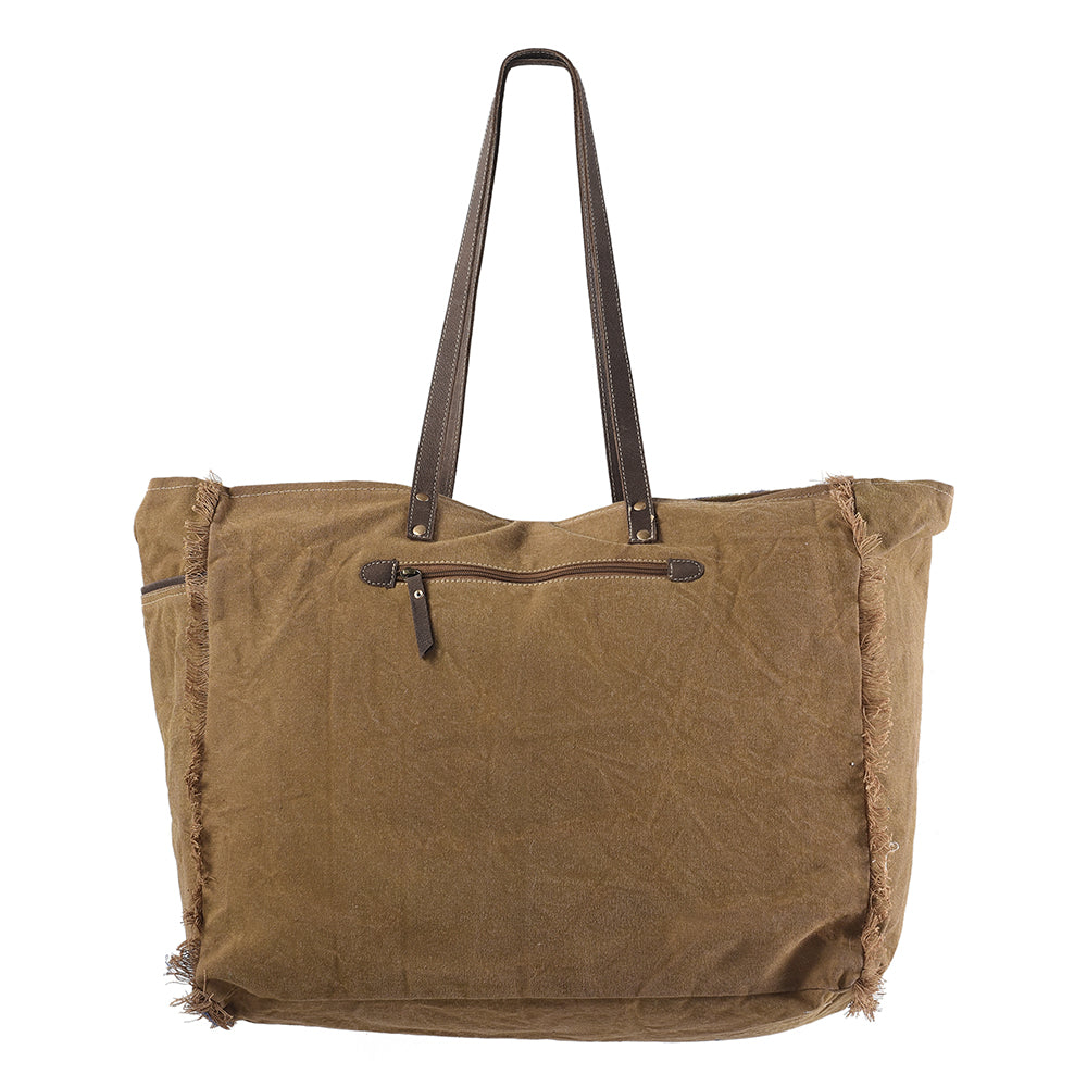 Ohlay Tote Upcycled Wool Upcycled Canvas Genuine Leather