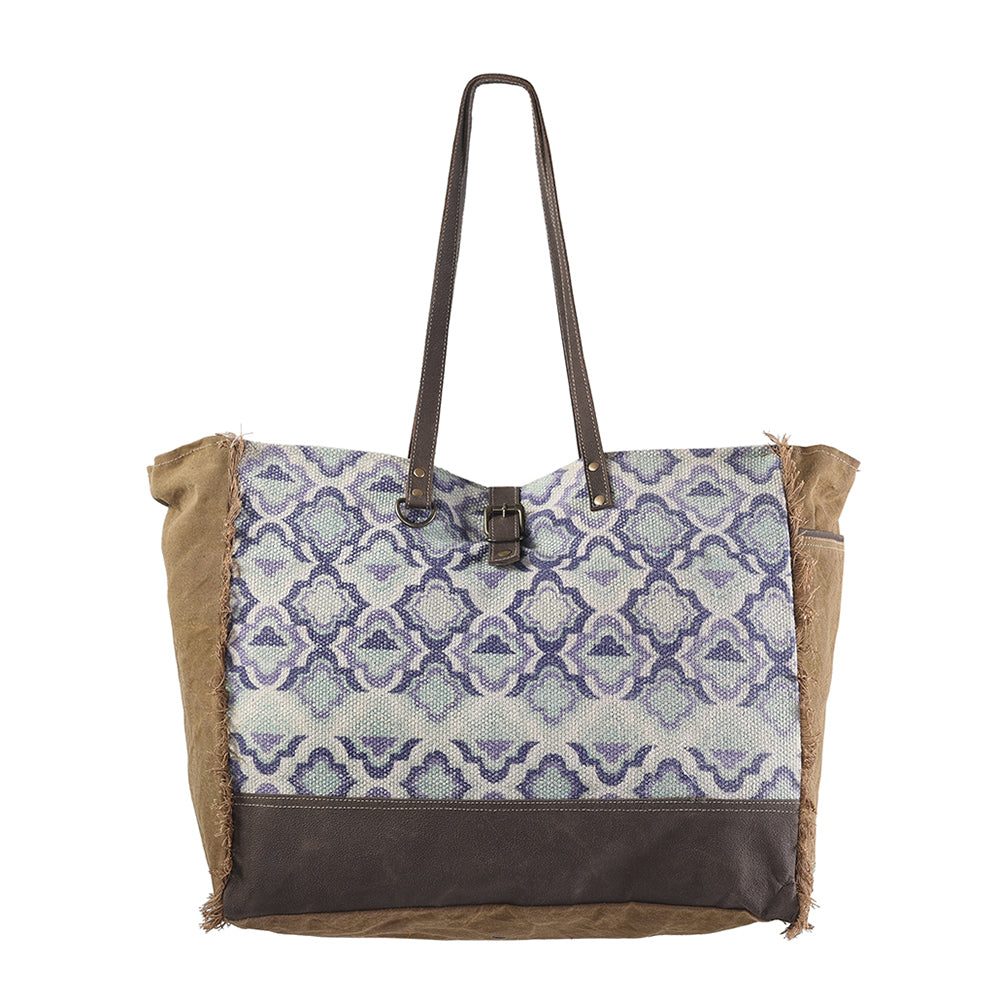 Ohlay Tote Upcycled Wool Upcycled Canvas Genuine Leather